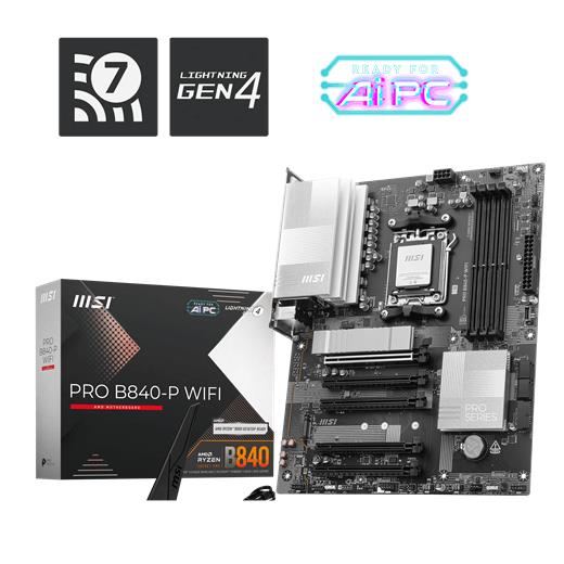 MSI MB PRO B840-P WIFI AM5 DDR5 8000MHZ(OC) HDMI 2X M.2 USB 10GBS 2.5G LAN WI-FI 7 ATX