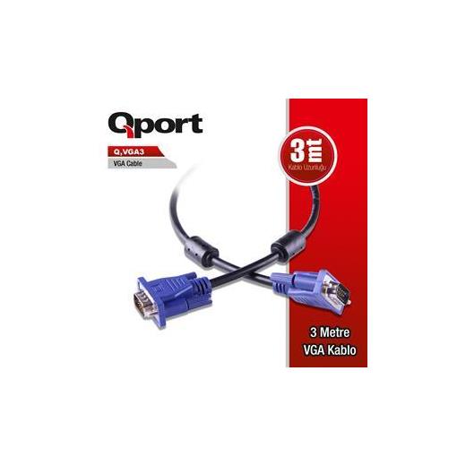 QPORT Q-VGA3 15PIN FILTRELI 3MT VGA KABLO 