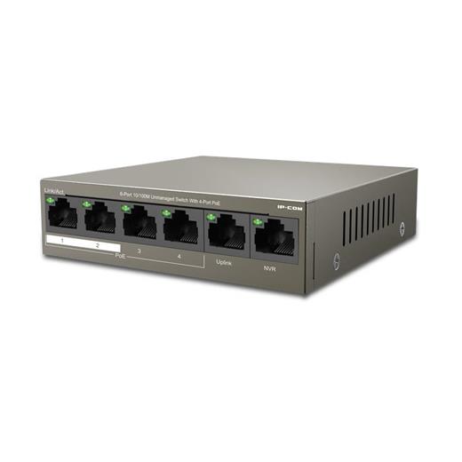 IP-COM F1106P-4-63W 4 PORT 10/100+2X10/100 UPLINK METAL KASA 58W POE SWITCH 