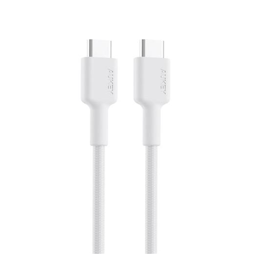 AUKEY CB-CD45-WH PD NAYLON ÖRGÜLÜ TYPE-C TYPE-C ŞARJ KABLOSU 0.9MT 