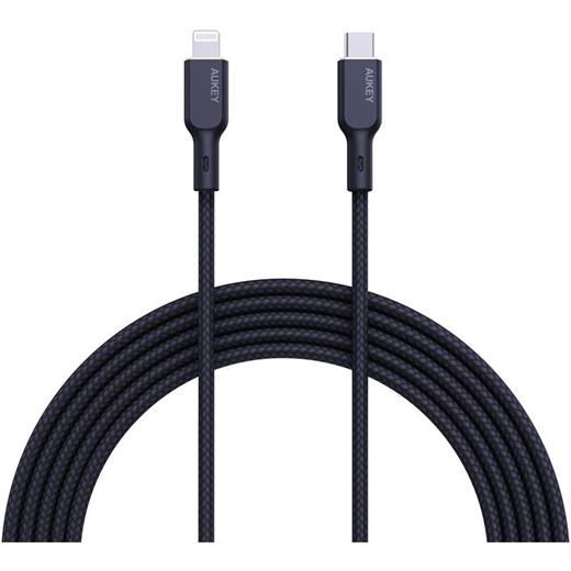 AUKEY CB-NCL1-BK NAYLON ÖRGÜLÜ 3A 480MBPS TYPE-C LIGHTNING KABLOSU 1.8MT 