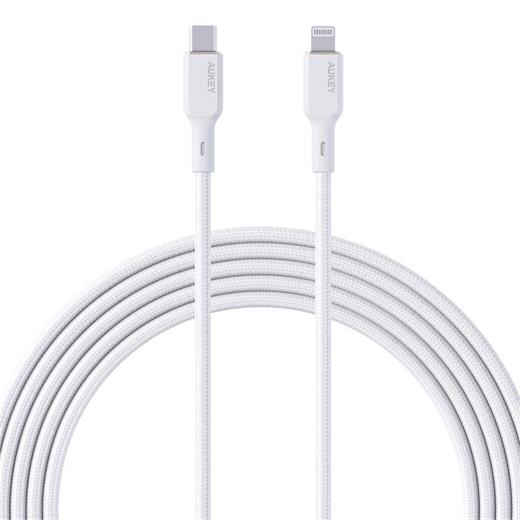 AUKEY CB-NCL1-WH NAYLON ÖRGÜLÜ 3A 480MBPS TYPE-C LIGHTNING KABLOSU 1.8MT 